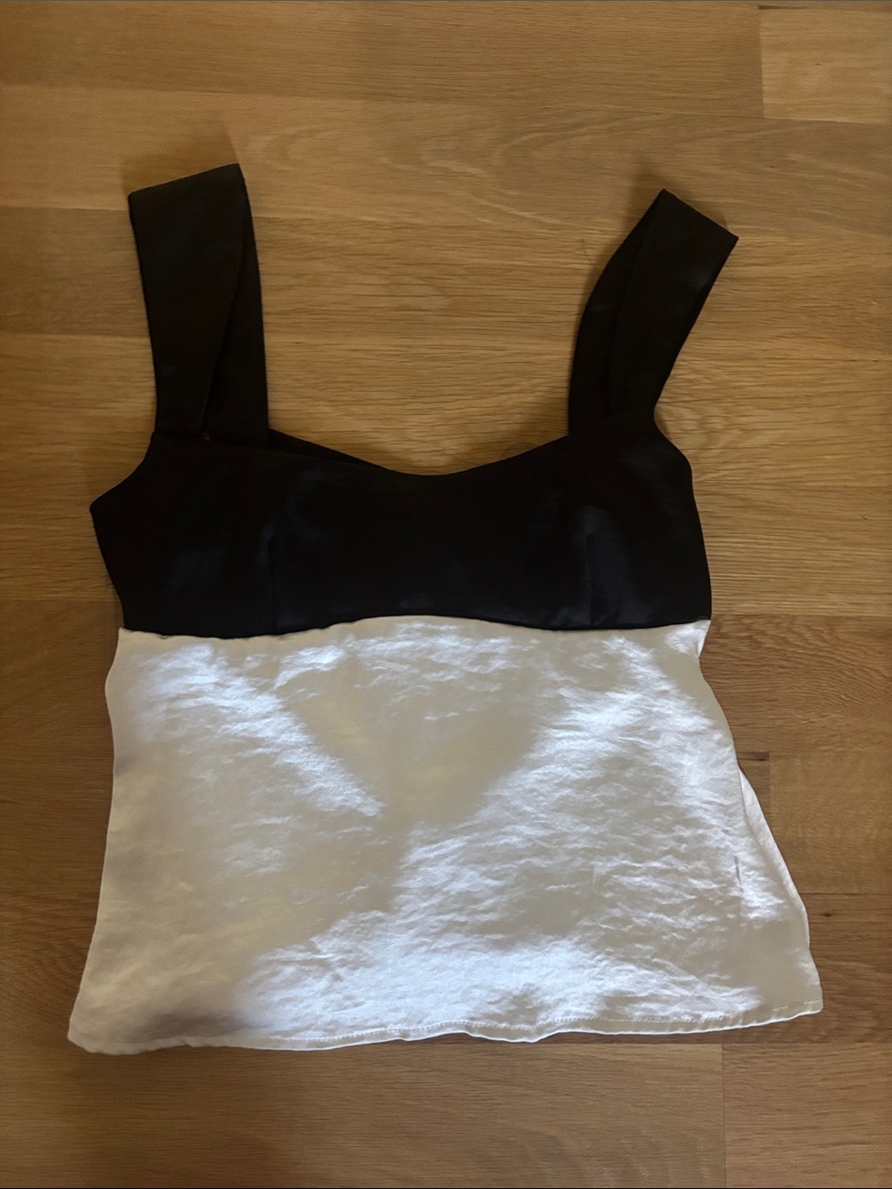 Black and White Two-Tone Square Neck Tank Top